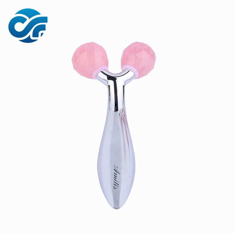 AM-R3<br> 3d Pink Rose Quartz Jade Roller